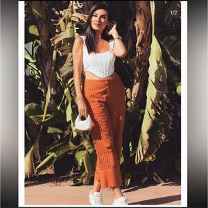 ZARA BOHO EMBROIDERED TROUSERS WITH TOPSTITCHING NWT